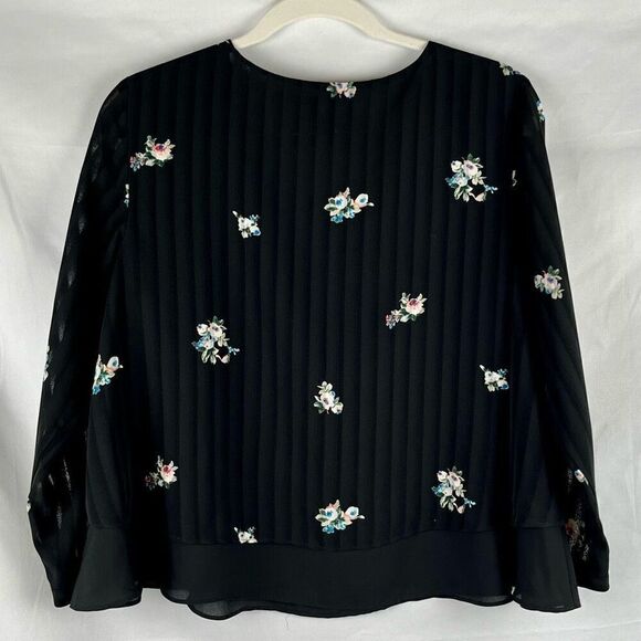Metaphor Floral Flowy Long Sleeve Semi-Sheer Blouse Medium - Picture 4 of 12
